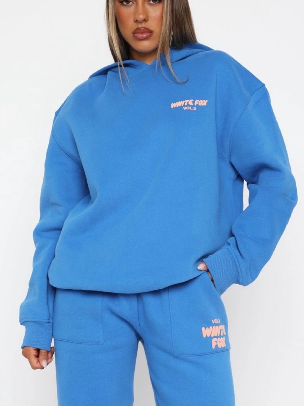 White Fox Boutique Offstage Hoodie Azure Color Women’s Size M/L